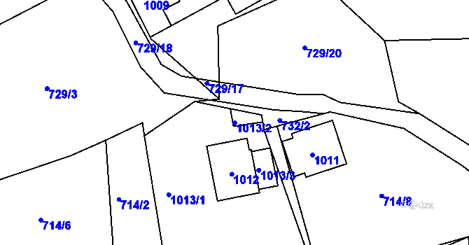 Parcela st. 1013/2 v KÚ Pržno u Vsetína, Katastrální mapa