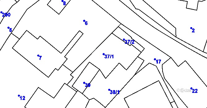 Parcela st. 37/1 v KÚ Pržno u Vsetína, Katastrální mapa