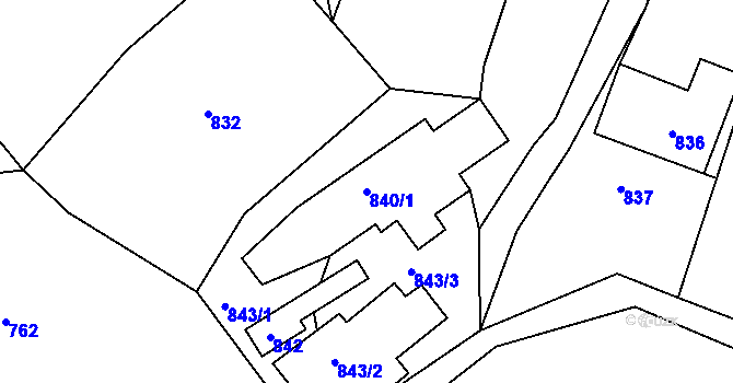 Parcela st. 840/1 v KÚ Pržno u Vsetína, Katastrální mapa