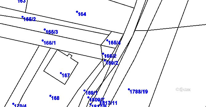 Parcela st. 166/2 v KÚ Pržno u Vsetína, Katastrální mapa