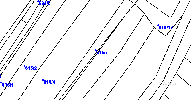 Parcela st. 615/7 v KÚ Pržno u Vsetína, Katastrální mapa