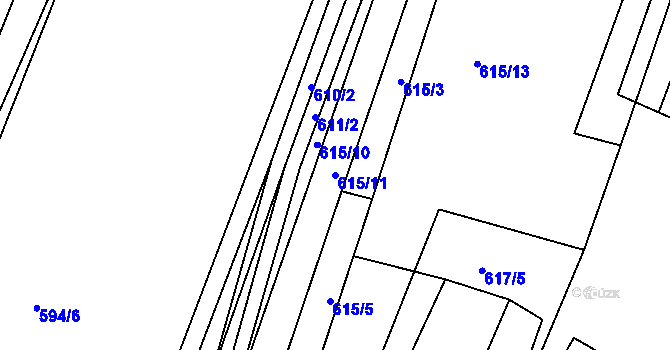 Parcela st. 615/11 v KÚ Pržno u Vsetína, Katastrální mapa