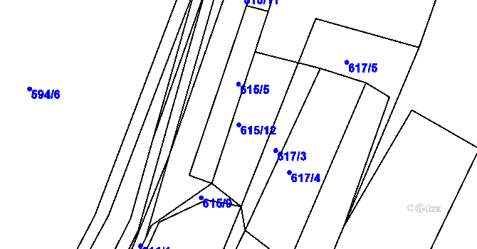 Parcela st. 615/12 v KÚ Pržno u Vsetína, Katastrální mapa