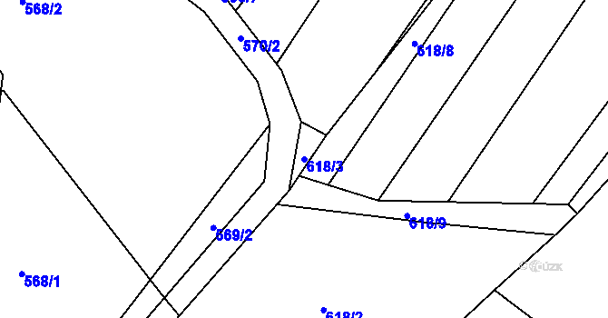 Parcela st. 618/3 v KÚ Pržno u Vsetína, Katastrální mapa