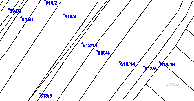 Parcela st. 618/4 v KÚ Pržno u Vsetína, Katastrální mapa