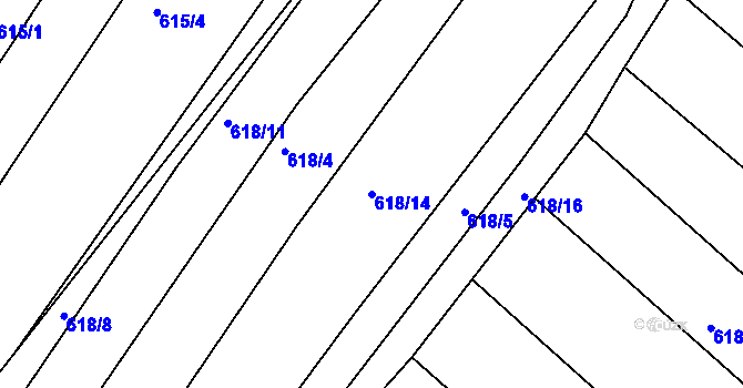 Parcela st. 618/14 v KÚ Pržno u Vsetína, Katastrální mapa