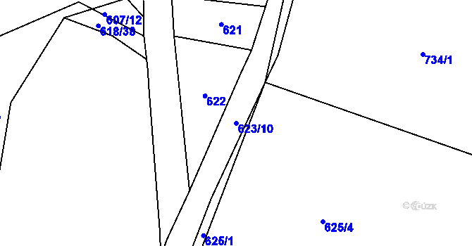 Parcela st. 623/10 v KÚ Pržno u Vsetína, Katastrální mapa