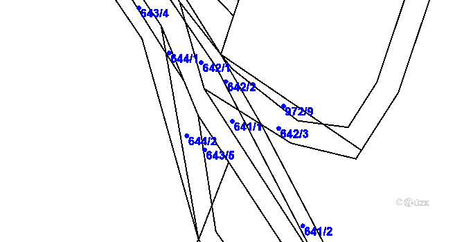 Parcela st. 641/1 v KÚ Pržno u Vsetína, Katastrální mapa