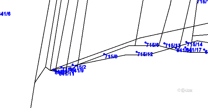 Parcela st. 715/9 v KÚ Pržno u Vsetína, Katastrální mapa