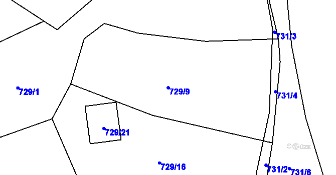 Parcela st. 729/9 v KÚ Pržno u Vsetína, Katastrální mapa