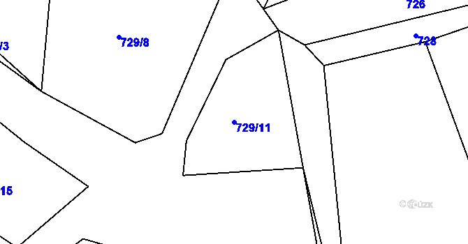 Parcela st. 729/11 v KÚ Pržno u Vsetína, Katastrální mapa