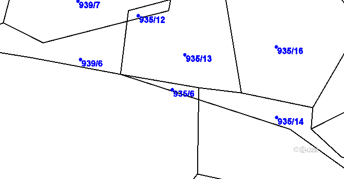Parcela st. 935/6 v KÚ Pržno u Vsetína, Katastrální mapa