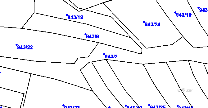 Parcela st. 943/2 v KÚ Pržno u Vsetína, Katastrální mapa