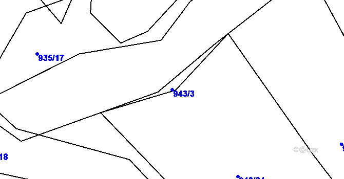 Parcela st. 943/3 v KÚ Pržno u Vsetína, Katastrální mapa