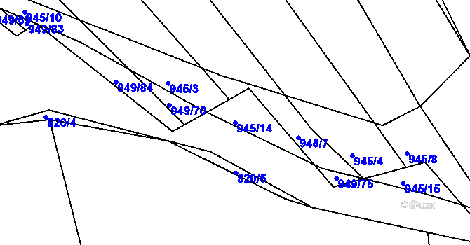 Parcela st. 945/14 v KÚ Pržno u Vsetína, Katastrální mapa