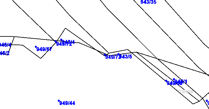 Parcela st. 949/73 v KÚ Pržno u Vsetína, Katastrální mapa