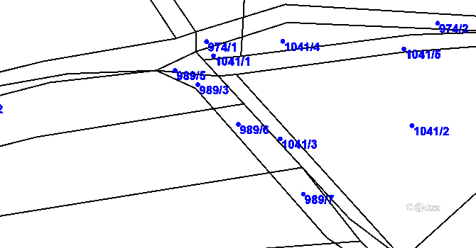 Parcela st. 989/6 v KÚ Pržno u Vsetína, Katastrální mapa