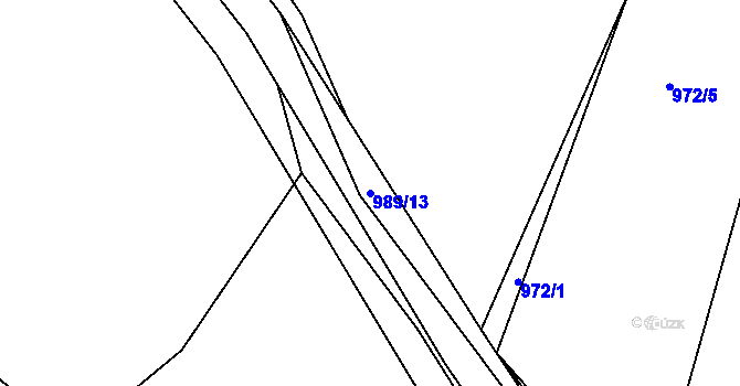 Parcela st. 989/13 v KÚ Pržno u Vsetína, Katastrální mapa