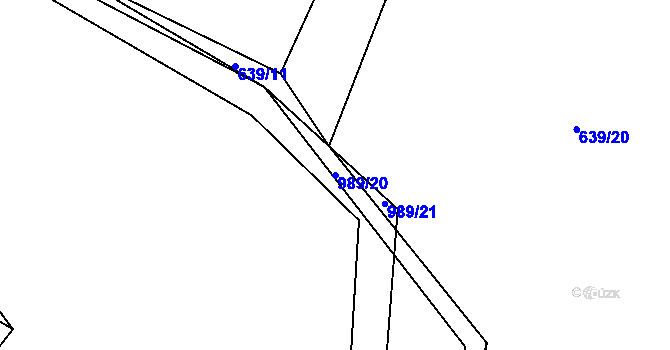 Parcela st. 989/20 v KÚ Pržno u Vsetína, Katastrální mapa