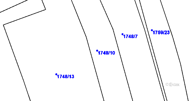 Parcela st. 1748/10 v KÚ Pržno u Vsetína, Katastrální mapa