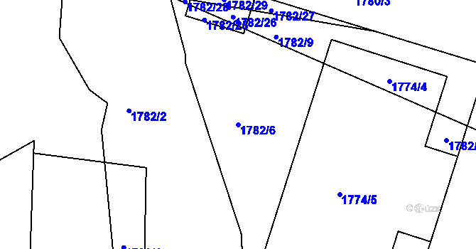 Parcela st. 1782/6 v KÚ Pržno u Vsetína, Katastrální mapa