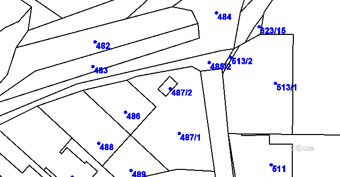Parcela st. 487/2 v KÚ Pržno u Vsetína, Katastrální mapa