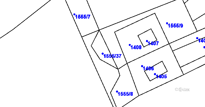 Parcela st. 1555/37 v KÚ Pržno u Vsetína, Katastrální mapa