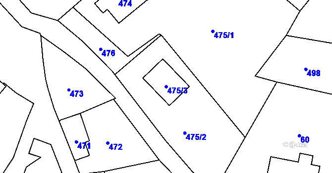Parcela st. 475/3 v KÚ Pržno u Vsetína, Katastrální mapa