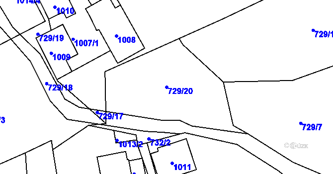 Parcela st. 729/20 v KÚ Pržno u Vsetína, Katastrální mapa