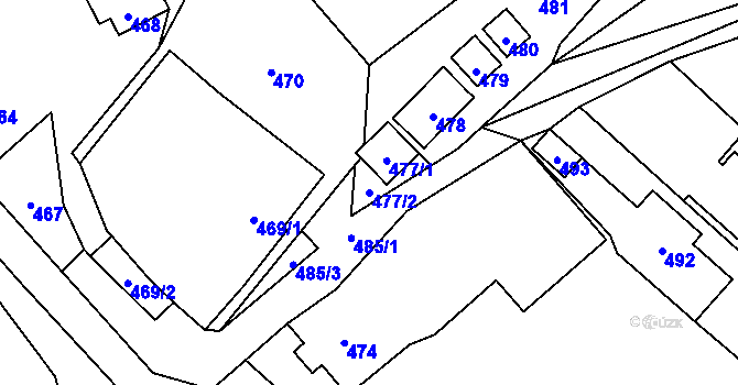 Parcela st. 477/2 v KÚ Pržno u Vsetína, Katastrální mapa