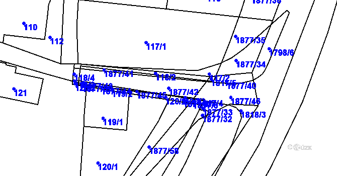 Parcela st. 1877/42 v KÚ Pržno u Vsetína, Katastrální mapa
