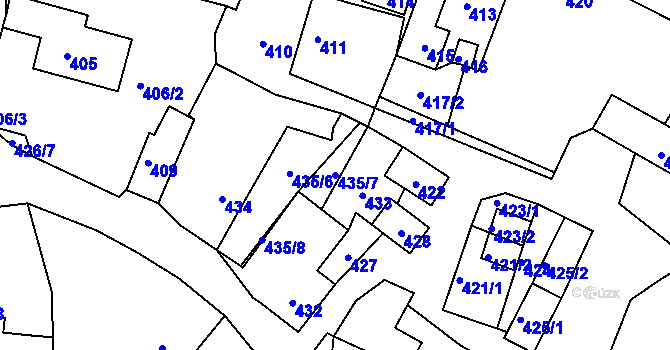 Parcela st. 435/7 v KÚ Pržno u Vsetína, Katastrální mapa
