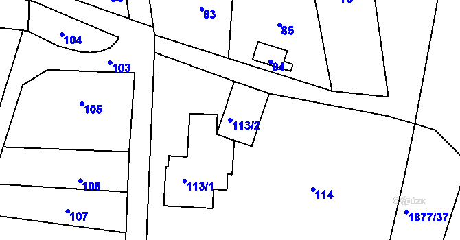 Parcela st. 113/2 v KÚ Pržno u Vsetína, Katastrální mapa