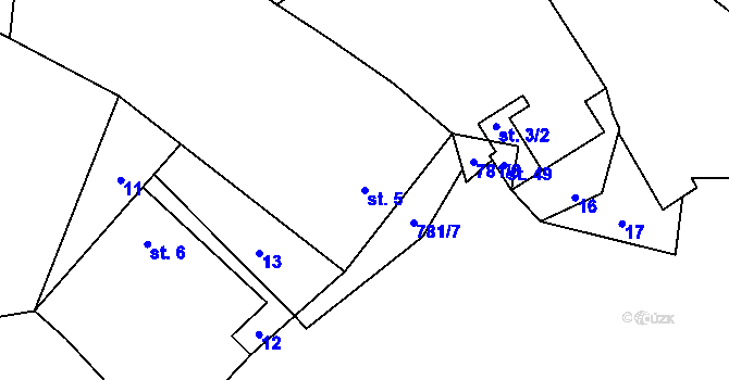 Parcela st. 5 v KÚ Přáslavice, Katastrální mapa