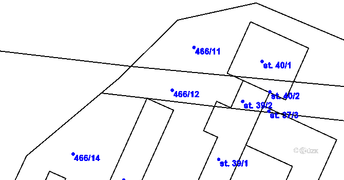 Parcela st. 466/12 v KÚ Přáslavice, Katastrální mapa