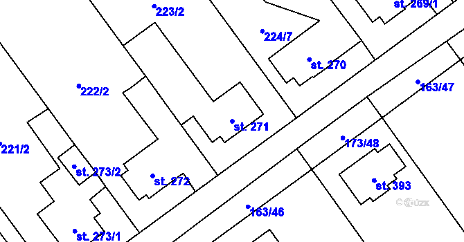 Parcela st. 271 v KÚ Přáslavice u Olomouce, Katastrální mapa