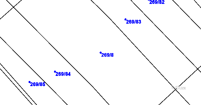 Parcela st. 269/8 v KÚ Přáslavice u Olomouce, Katastrální mapa
