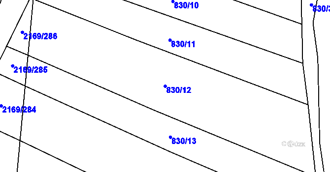 Parcela st. 830/12 v KÚ Přáslavice u Olomouce, Katastrální mapa