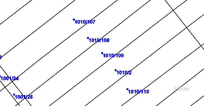 Parcela st. 1010/109 v KÚ Přáslavice u Olomouce, Katastrální mapa