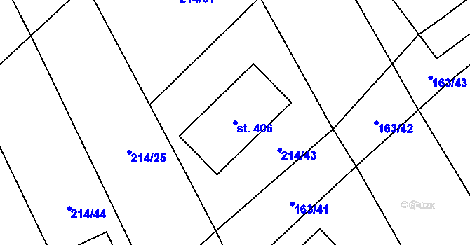 Parcela st. 406 v KÚ Přáslavice u Olomouce, Katastrální mapa