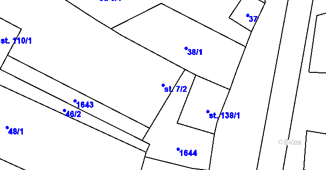 Parcela st. 7/2 v KÚ Přeborov, Katastrální mapa