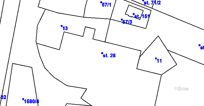 Parcela st. 28 v KÚ Přeborov, Katastrální mapa