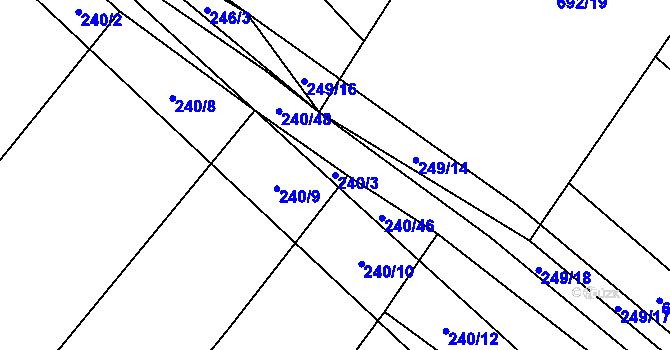 Parcela st. 240/3 v KÚ Přeborov, Katastrální mapa