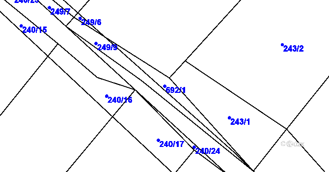 Parcela st. 692/1 v KÚ Přeborov, Katastrální mapa