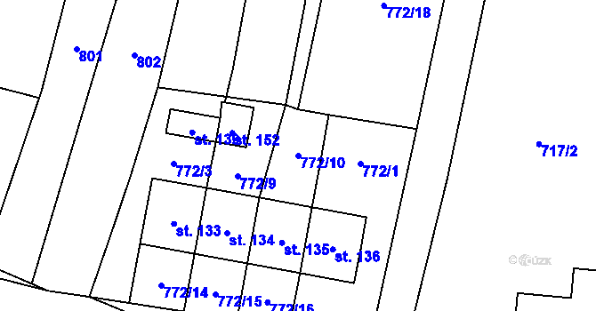 Parcela st. 772/10 v KÚ Přeborov, Katastrální mapa