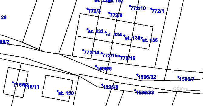 Parcela st. 772/15 v KÚ Přeborov, Katastrální mapa