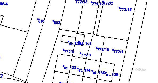 Parcela st. 152 v KÚ Přeborov, Katastrální mapa
