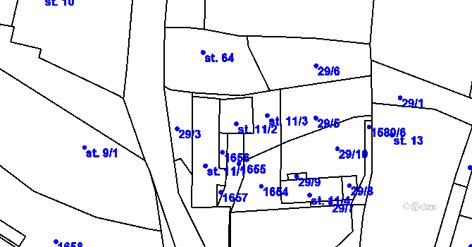 Parcela st. 11/2 v KÚ Přeborov, Katastrální mapa