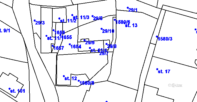 Parcela st. 29/7 v KÚ Přeborov, Katastrální mapa