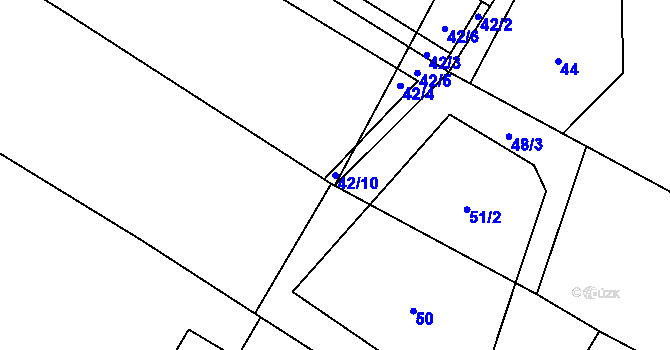 Parcela st. 42/10 v KÚ Přeborov, Katastrální mapa